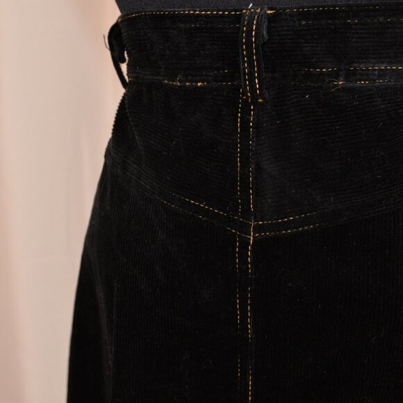 Y2K Black Corduroy Heart Patch Midi Skirt Sz 2 - Picture 6 of 6